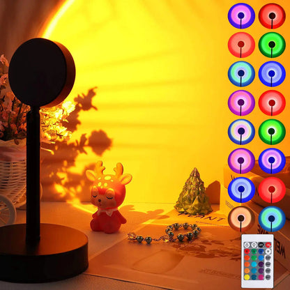 Sunset Lamp 16 Color LED Table Lamp with 360 Degree Rotation & Remote Control